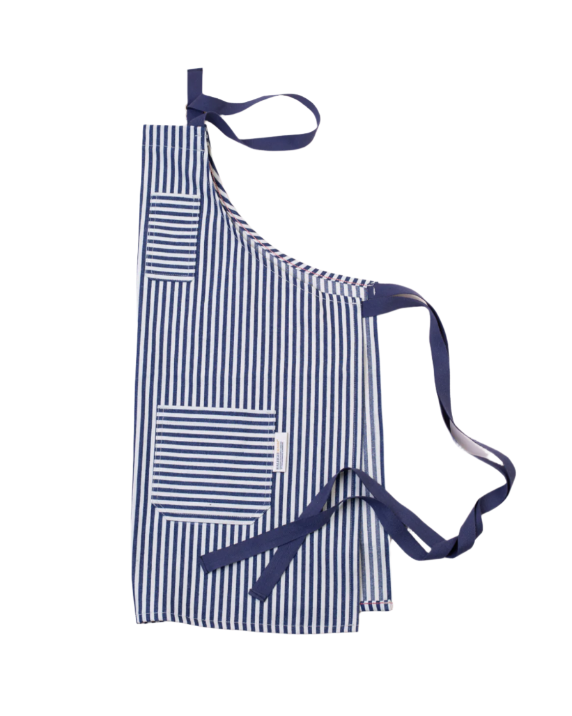 Patch Pocket Apron | Indigo + Ivory Stripe