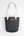 angle: denim | Raleigh Denim Workshop denim tote bag with cream handles and leather patch
