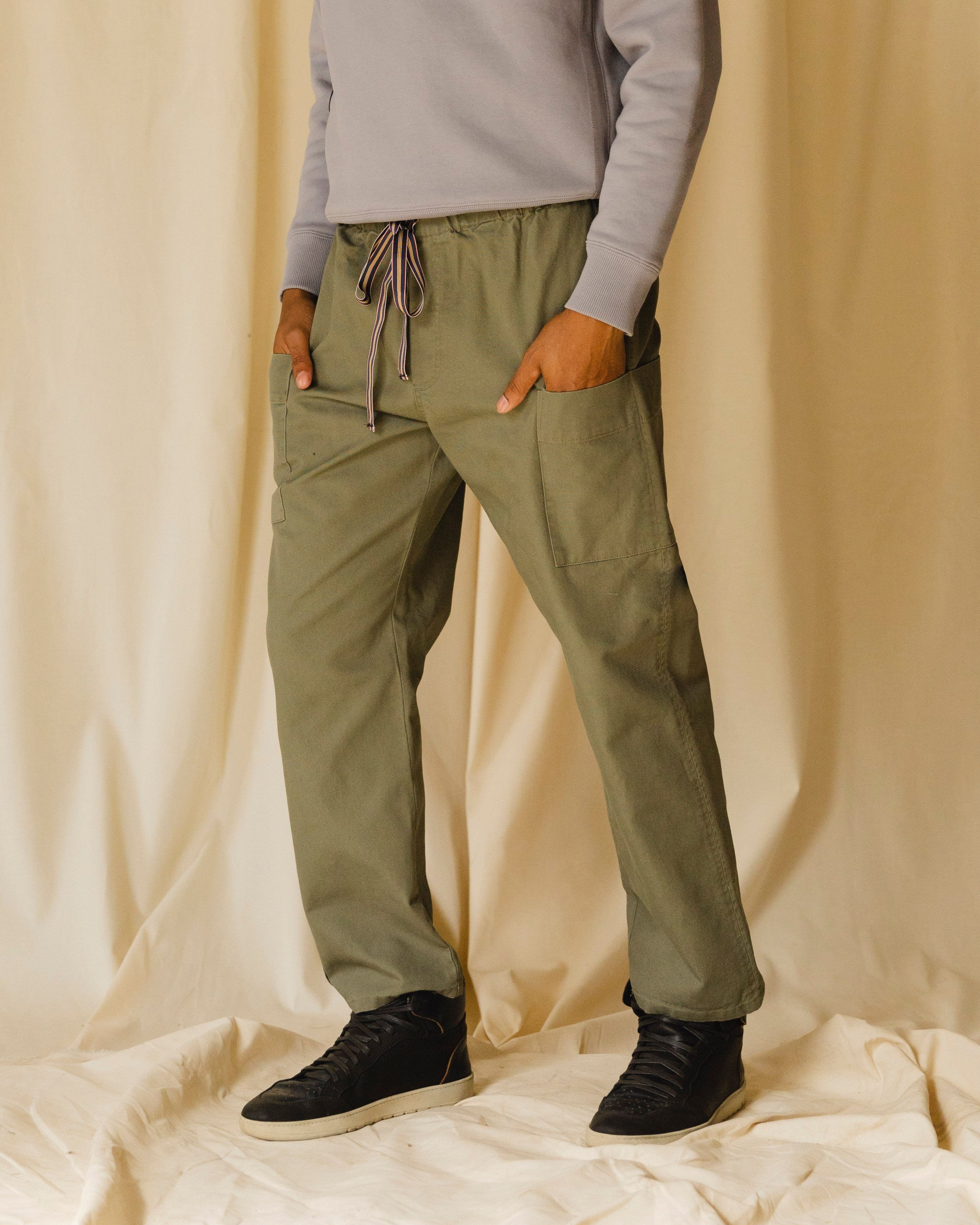 Drawstring Pant Olive Canvas Raleigh Denim