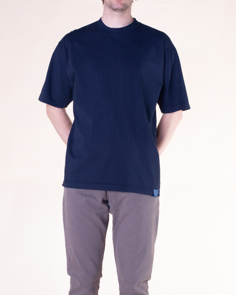 Crew Neck Tab Tee | Navy
